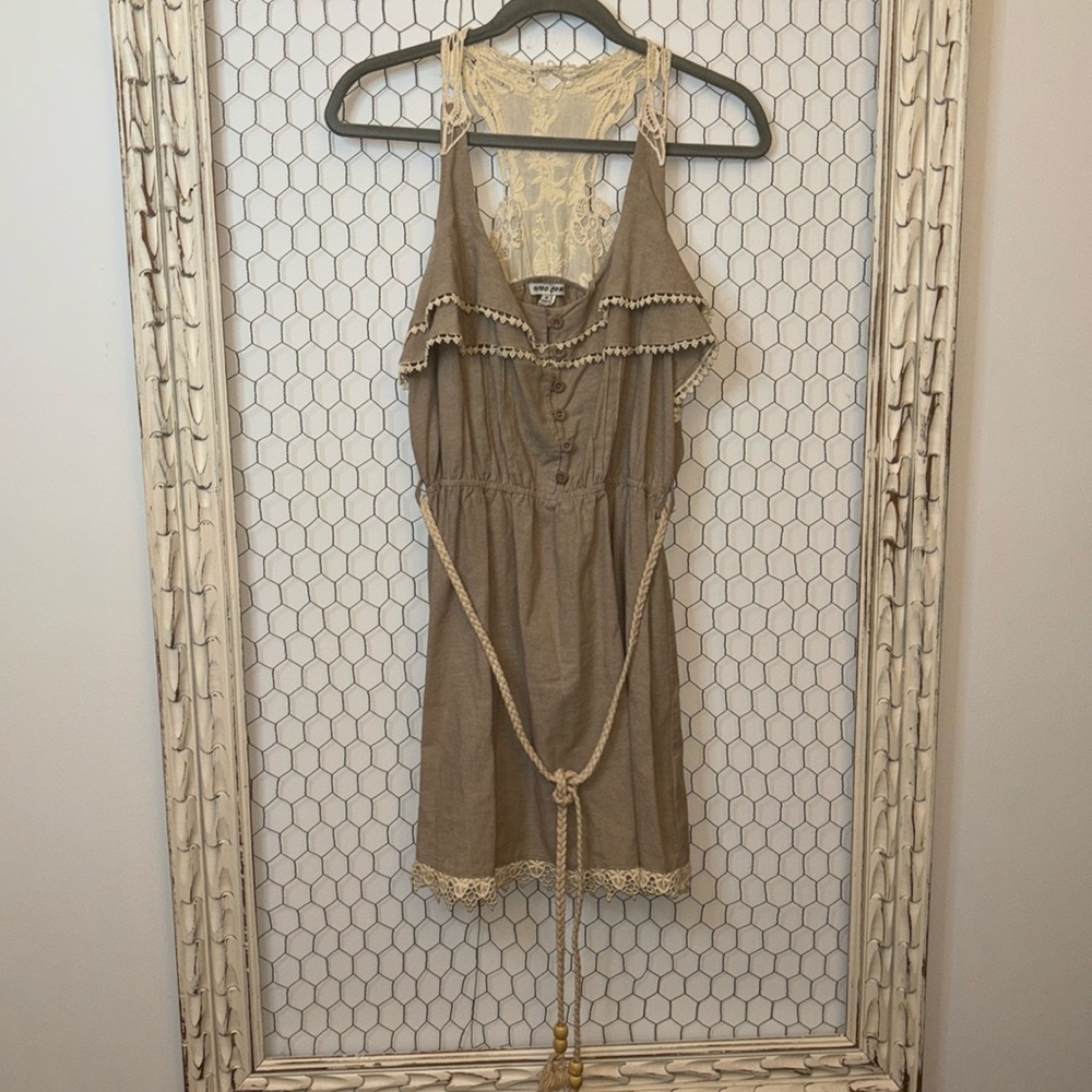 Uno Core Crochet Trim Racerback Dress
